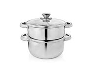 Vinayak Stainless Steel 2 Tier Steamer Set With Lid, Pasta Steamer, Idli Maker, Momo Steamer, Rice Steamer 4.5 Liter- Dia- 20 Cm., Silver