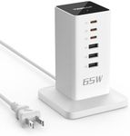 Charging Station for Multiple Devices 65W, TESSAN Charger Block with 3 USB-A and 3 USB C Ports, Desktop Charging Hub for iphone15/16, MacBook, Earphone, Home Office Accessories