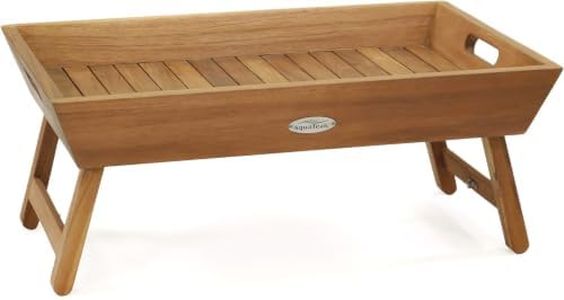 AquaTeak Manadaâ„¢ Solid Teak Bed Serving Tray with Fold Out Legs