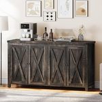 YITAHOME 55'' Farmhouse Buffet Cabinet with Storage, Kitchen Sideboard with 4 Doors, Large Storage Cabinet, Coffee Bar Cabinet with Adjustable Shelf for Living Room, Dark Oak