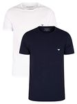 Emporio Armani Men's 2-pack Crew Essential Core Logoband T-shirt mode homme > maillot de corps lots, Multicolour (White/Navy Blue), L UK