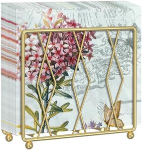 LWSFF Napkin Holder for Table, Modern Metal Napkin Holders for Paper Napkins & Kitchen Dining & Countertops, Cocktail Upright Napkin Holder Dispenser Suitable for All Room Decors (Large, Gold)