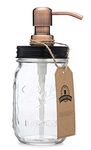 Jarmazing Products Mason Jar Soap Dispenser - Black lid with Copper Pump - with 16 Ounce Ball Mason Jar - Made from Rust Proof Stainless Steel