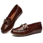 VERDASCO Womens Loafers Flats Shoes Moccasin Penny Loafers Slip On Work Shoes Casual Comfort Ladies Walking Shoes, Leather-brown Stone, 5 UK