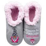 Snoozies! Pairables No Place like Gnome, Super Soft Sherpa Fleece Womens Slippers, Non Slip Sole - Ladies Sizes 3-7 (medium)