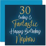 Fantastic 30th Birthday Cards for Nephew - 30 Today & Fantastic - Happy Birthday Card for Nephew from Auntie Uncle, Nephew Birthday Gifts, 5.7 x 5.7 Inch Birthday Greeting Cards Gift for Nephew