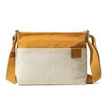 DailyObjects Unisex All Sunday Sling Crossbody Bag|Cotton Canvas Purse With Slip Pockets | Zip Closure | Storage Space For Essentials | Relaxed Shoulder Handbag | Handcrafted Ivory - Mustard