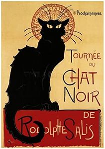 Wee Blue Coo Black Cat Chat Noir Rodolphe Salis Paris France Picture Wall Art Print