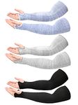 3 Pairs Elderly Skin Protector Thin Skin Protective Arm Sleeve Arm Sleeves with Thumb Hole Arm Protectors Elbow Protectors from Abrasions Bruising Tear Sun Exposure Compression for Elderly Women Men