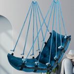 JULJULIA Hammock Swing Hanging Chair uyyala jula for Adult Kids Indoor Outdoor Balcony Sturdy Cotton Weave Max 200 kgs - HVY Blue- DN-1