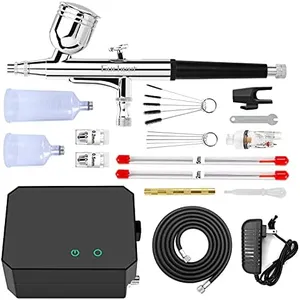 Gocheer Airbrush Kit with Air Compressor, 40 PSI High Pressure Air Brush Non-Clogging with 0.2/0.3/0.5mm Nozzle/Cleaning Sets, Ideal for Painting, Modeling, Cake Decor, Pastry, Makeup, Nail Art etc.