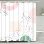 Fabric Shower Curtain for Bathroom - Pretty Girl Pattern Bathroom Decoration Cloth Shower Curtain Set with 12x Hooks, Thicken Wovened Fabric,71x71 Inches