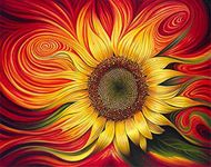 YEESAM ART Paint by Numbers for Adults Beginner, Sunflower, Abstract Fire Flower Floral 16x20 Inch Linen Canvas Acrylic DIY Number Painting Kits for Home Wall Decor