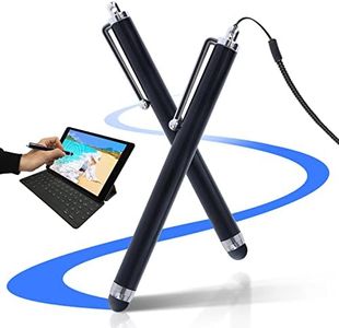 2 Pièces Stylet Tablette Universel pour Écrans Tactiles, Stylet Pencil Compatible avec Android/iOS/Telephone/Tablettes, Stylo Tactile avec Support Fil à Ressort pour Écrans tactiles Thermomix 5 et 6