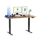 FLEXISPOT E5 160x80cm Electric Standing Desk Dual Motors 3 Stage Height Adjustable Desk One Piece Desktop Sit Stand Desk Stand Up Desk with Memory Smart Pannel(Black Frame+Bamboo)