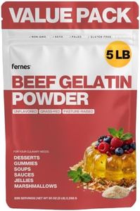 Fernes Bulk Beef Gelatin Powder (5 LB) Unflavored - Grass-Fed & Pasture-Raised, 225 Bloom Thickening Agent for Gummies, Marshmallows, Desserts & Baking - Keto, Paleo, Non-GMO, Kosher, Gluten-Free