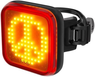 KNOG Blinder Rear Bike Light - 100 Lumen USB Rechargeable Bike Tail Light – Waterproof Bike Rear Light, 8 Light Modes, Fits 22-32mm Handlebars, 450m Visibility - Peace Design Black