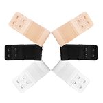 Qiuyan 6 x Soft Comfortable Bra Strap Extenders Extensions Elastic Extender Set 2 Hook (White, Black, Beige)