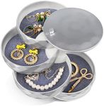 CONBOLA Travel Jewelry Case Box, Small Jewelry Organizer Earring Holder for Women, 5-Layer Rotating Jewelry Storage Tray with Lid for Bracelets Rings Bracelets
