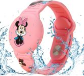 Compatible for AirTag Kids Bracelet, Cute Kid Air Tag Wristband Adjustable Hidden Watch Band Air Tag Holder for Apple Air Tag, Soft Silicone Waterproof Air Tag Case for Kids (Pink Minni)