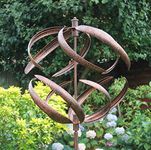 Creekwood Sphere Wind Spinner Brushed Copper Metal Garden ornaments outdoor Garden Decorations Kinetic Wind Spinners for Patio, Lawn, and Garden décor Metal Outdoor Decorative 82 inches (208cm)