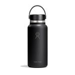 Hydro Flask Water Bottle - Insulated Stainless Steel - Wide Mouth Flex Lid, Non Spill, Leakproof and Refillable in 32 Oz Tonal Black