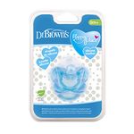 Dr. Brown's Happy Paci Silicone One-Piece Soother, 0-6M, Blue, Birth+ to 6M