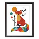 VEGCOO Cross Stitch Kits for Stamped DIY Cross Stitch Kits Easy Patterns Embroidery Seven Colour Fox for Adults Girls Kids Home Decoration