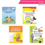 Students Practice cum Workbooks for Grade 1 (Set of 4) | Computer Book | Learning English Grammar | General Knowledge Book | Value Education Gems of Life Workbook | For Ages 6-7 Years | School Books | Combo Set | For Class 1 [Paperback] Judie George Oommen; Mrs. Carmeline Rodrigues and Mrs. Nair Vinitha Jayakumar