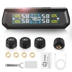 Tire Pressure Monitoring System TPMS,Solar Power Universal Wireless Car Alarm System, USB Charging and Digital Display,Monitor with 5 Alarm Modes,Pressure Range 0-5 bar, 0-87Psi for Car SUV Trailer