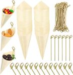 Somani Disposable Pinewood Serving Cones with Knot Skewer ( 5 inches ) ( Pack of 25)