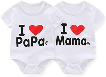ZAV Unisex Newborn Baby Boy Girl Bodysuits Twins I Love Papa I Love Mama Short Sleeve Baby Rompers