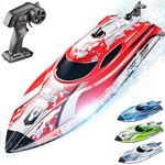 BEZGAR RC Boat, 12 inch Remote Control Boat for Kids and Adults, 25 KPH Fast RC Speed Boats with 700mAh Battery, Ideal Waterproof Toy Boats for Lakes & Pools - TX126 Red