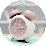 MANAKI ENTERPRISE Alloy Steel, Glass Twin Bell Edition Vintage Look With Night Led Display Table Alarm Digital Clock, Home Decor, Size :12X10X6 Cm, Small (Pink)