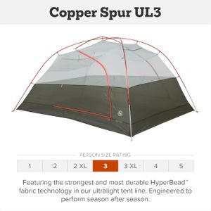 Big Agnes Copper Spur UL 2-Person Ultralight Backpacking Tent, 3-Season, Waterproof, Tangelo