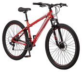 Mongoose Flatrock DX 21-Speed Hardtail Mountain Bike, 29-Inch Wheels, for Men and Women, Front Suspension, 18-Inch Lightweight Aluminum Frame, Red