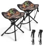 GYMAX 2 Pack Folding Stool, Portable Tripod Lightweight Hunting Stool with Shoulder Strap, Outdoor Hunting Chair Blind Chair for Fishing Camping, Hiking, Backpacking, Camouflage