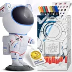 Color My Astronaut Galaxy Projector - Customizable Spaceman Night Light with Acrylic Markers Kit & Space Stickers - Paint Your Own Lamp - Arts and Craft for Kids Ages 4-8 - Unique Gift for Boys