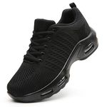 Maichal Trainers Womens Running Shoes Ladies Air Cushion Memory Foam Mesh Breathable Tennis Gym Sneakers All Black UK 7