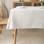 NLMUVW White Linen Table Cloth for Rectangle Table Water Resistant Burlap Linen Textured Tablecloth Decorative Table Cover for Dining Room Party, 54 X 102 Inch