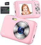 Digital Camera, FHD 1080P Kids Camera with 32GB SD Card 16X Digital Zoom Portable Small Camera, Compact Point and Shoot Camera Mini Digital Camera for Teens Kids Boys Girls Students Seniors - Pink