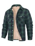 CMTOP Men's Fleece Shirt Jacket Winter Padded Button Down Shirt Warm Work Jackets Lumberjack Shirts Casual Checked Coat with Pockets