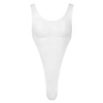 iEFiEL Men's Sheer Mesh High Cut Thong Leotard Bodysuit Gymnastic Wrestling Singlet Underwear White 3XL