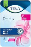 TENA Pads InstaDRY Extra Long Length, Pack of 6