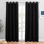 PONY DANCE Black Blackout Curtains - Door Curtain 84 Inch Drop Thermal Room Divider for Living Room Sliding Glass Door Home Decor Window Covering, 2 PCs, Width 52 Inch