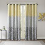 Intelligent Design Adel Blackout Curtain for Bedroom, Casual Single Window Panel for Livingroom, Family, Geometric Grommet Room Darkening Black Out Curtain, Single Panel Only, 50x84, Yellow