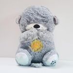 Breathing Teddy Otter Glowing Music for Baby Sensory Sleep Lights Rhythmic Soft Toy Simulation Plush for Babies Kids Soothing Sound