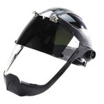 Sellstrom Plasma/Flame Cutting, Grinding Safety Face Shield with Extended Chin Guard and Ratchet Headgear, Clear Anti-Fog Polycarbonate Window with Shade 5 UV/IR Flip Front Visor, Black, S32251