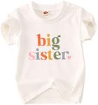 CM C&M WODRO Big Sister Toddler Shirt Promoted to Big Sister Announcement T-Shirt Gifts Little Girls Sibling Matching Outfits, White, 4-5 Years