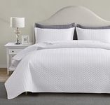 Maple&Stone Quilt Set King Size, Herringbone Lightweight Bedspread, Coverlet with Shams - (White, King)